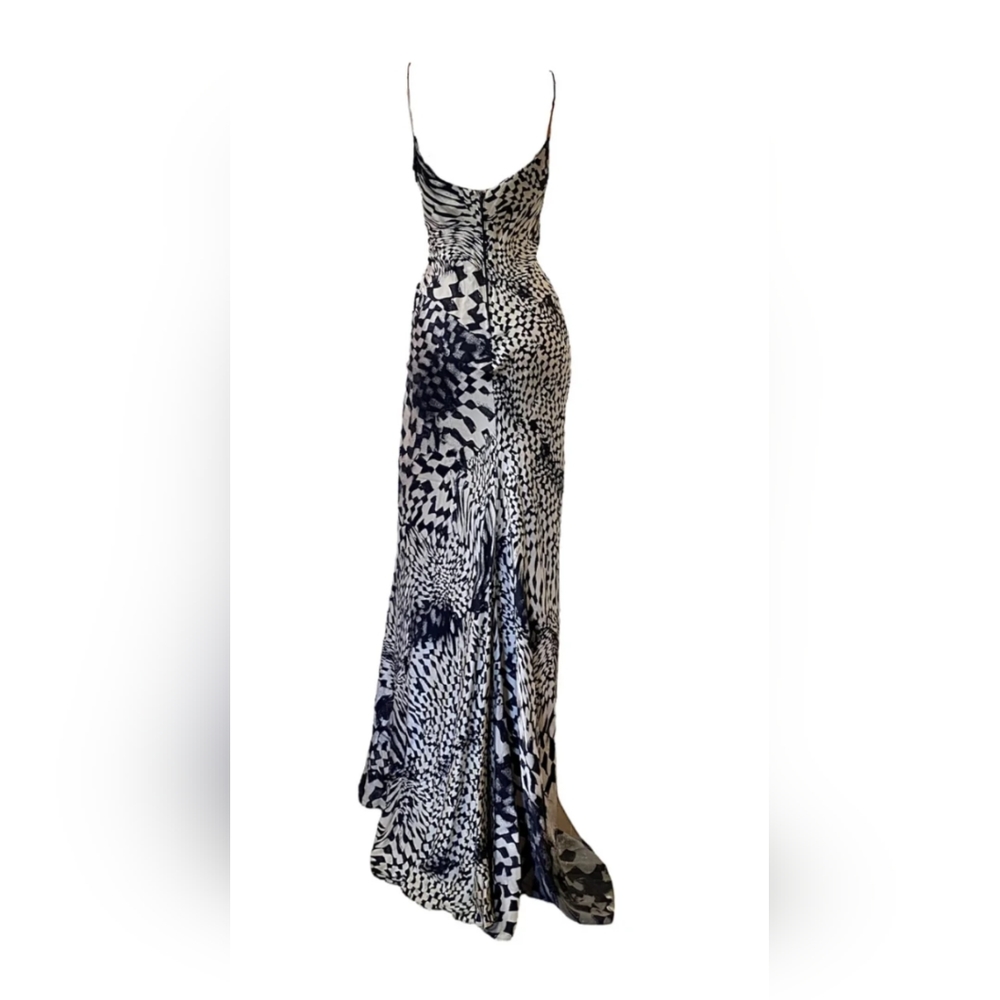 Roberto Cavalli vintage silk maxi dress gown black white - Picture 2 of 5